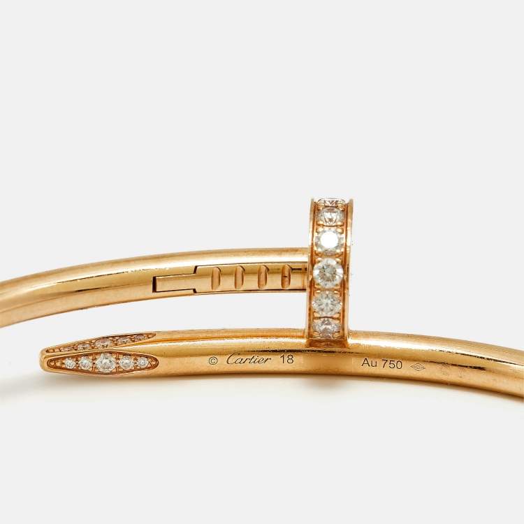 مملوكة مسبقًا Cartier Juste Un Clou Diamonds 18k Rose Gold Classic Model Bracelet 18