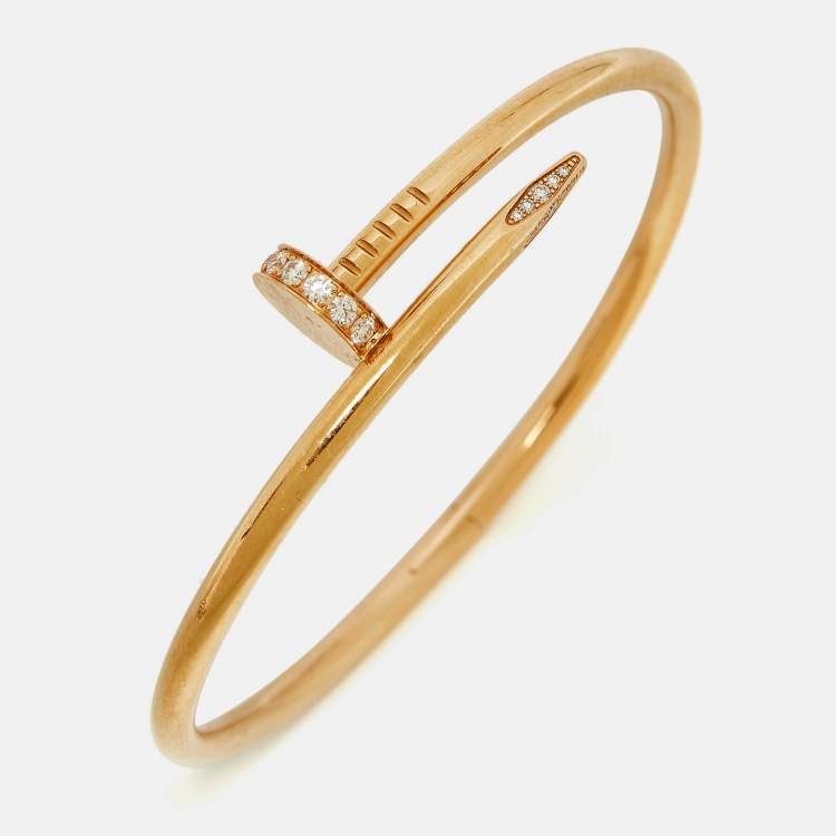 مملوكة مسبقًا Cartier Juste Un Clou Diamonds 18k Rose Gold Classic Model Bracelet 18