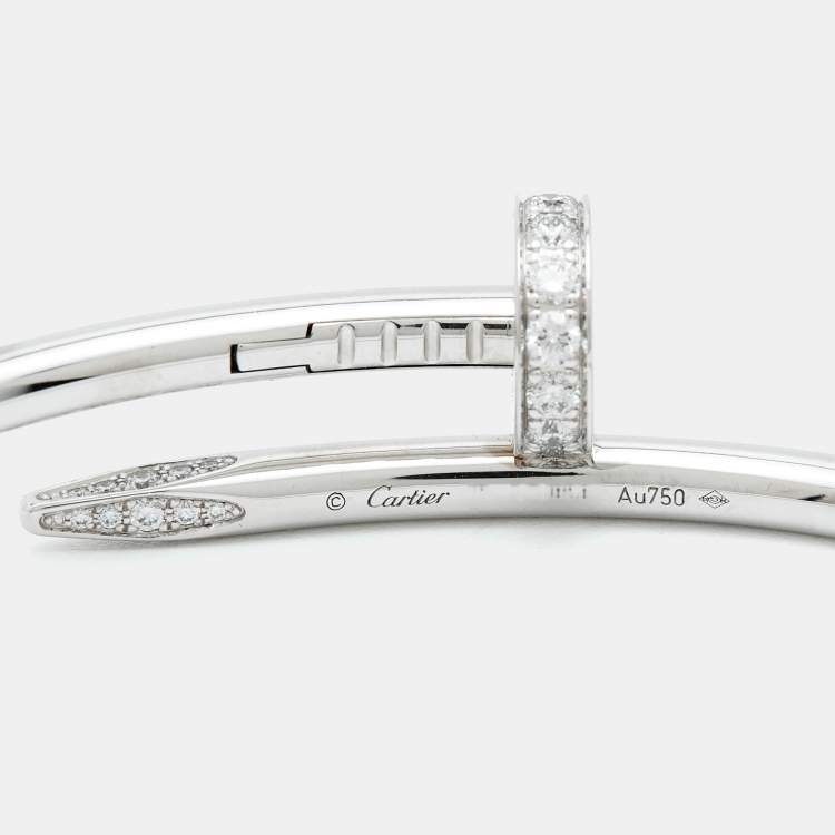 Pre Owned Cartier Juste Un Clou Diamonds 18k White Gold Classic Model Bracelet 17