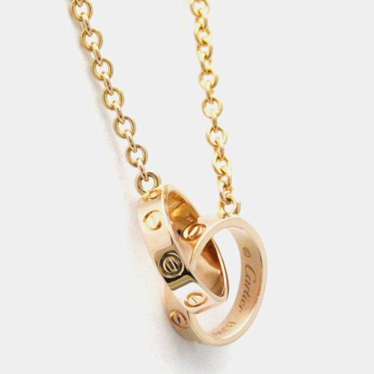 Pre Owned Cartier Love Interlocking 18K Rose Gold Necklace