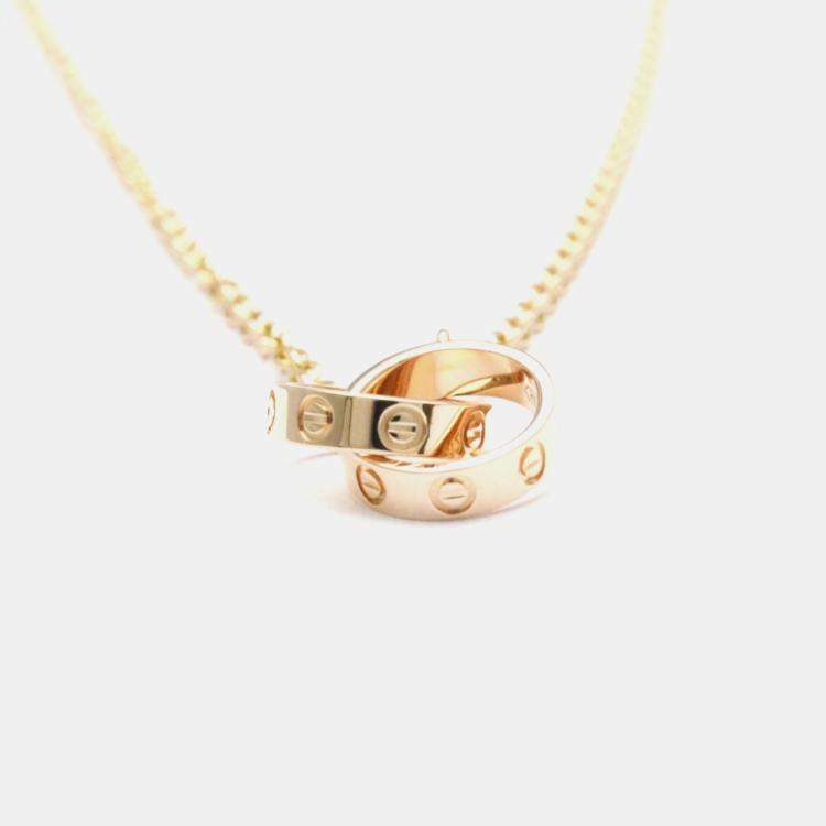 Pre Owned Cartier Love Interlocking 18K Rose Gold Necklace