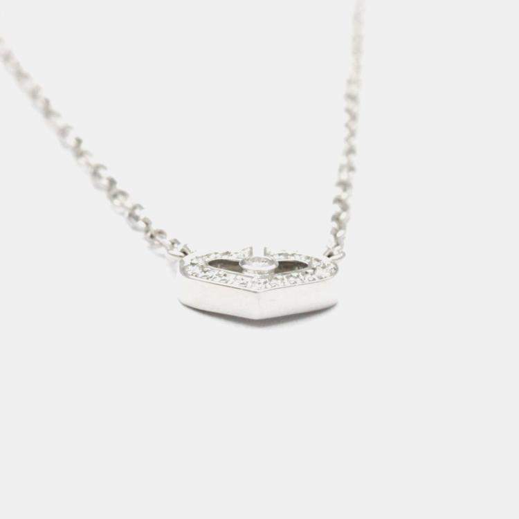 Pre Owned Cartier 18K White Gold and Diamond C De Cartier Pendant Necklace