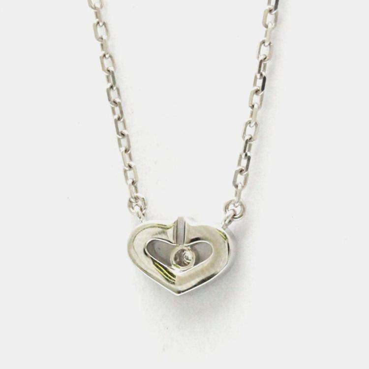 Pre Owned Cartier 18K White Gold and Diamond C De Cartier Pendant Necklace