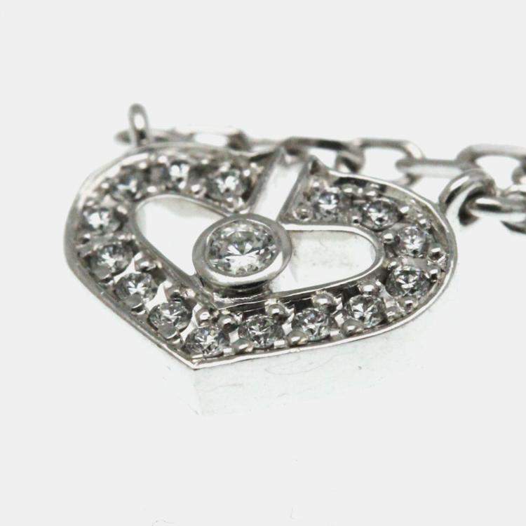 Pre Owned Cartier 18K White Gold and Diamond C De Cartier Pendant Necklace