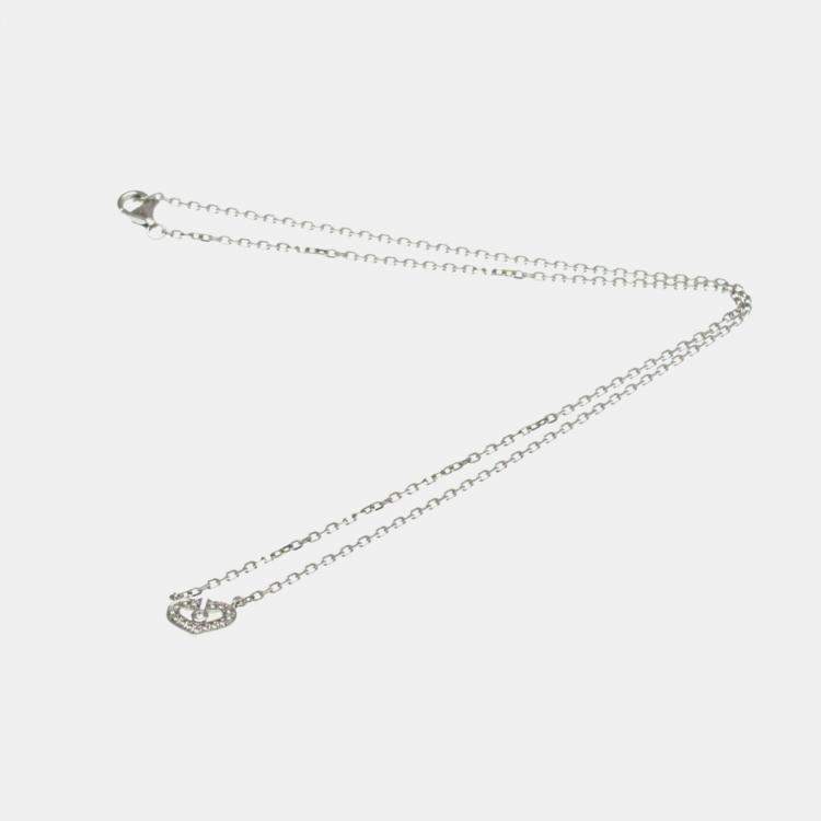 Pre Owned Cartier 18K White Gold and Diamond C De Cartier Pendant Necklace