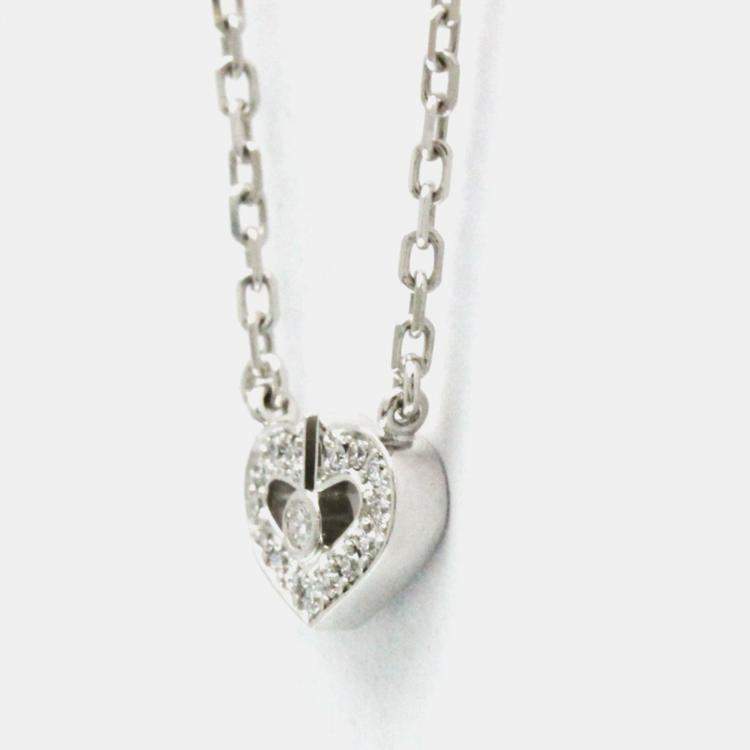 Pre Owned Cartier 18K White Gold and Diamond C De Cartier Pendant Necklace