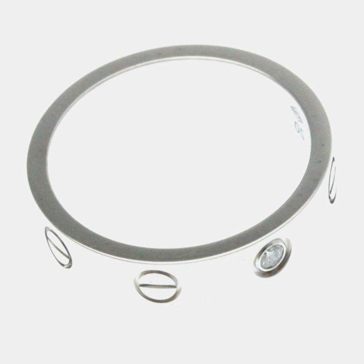 Pre Owned Cartier Love 18K White Gold Diamond Ring EU 50