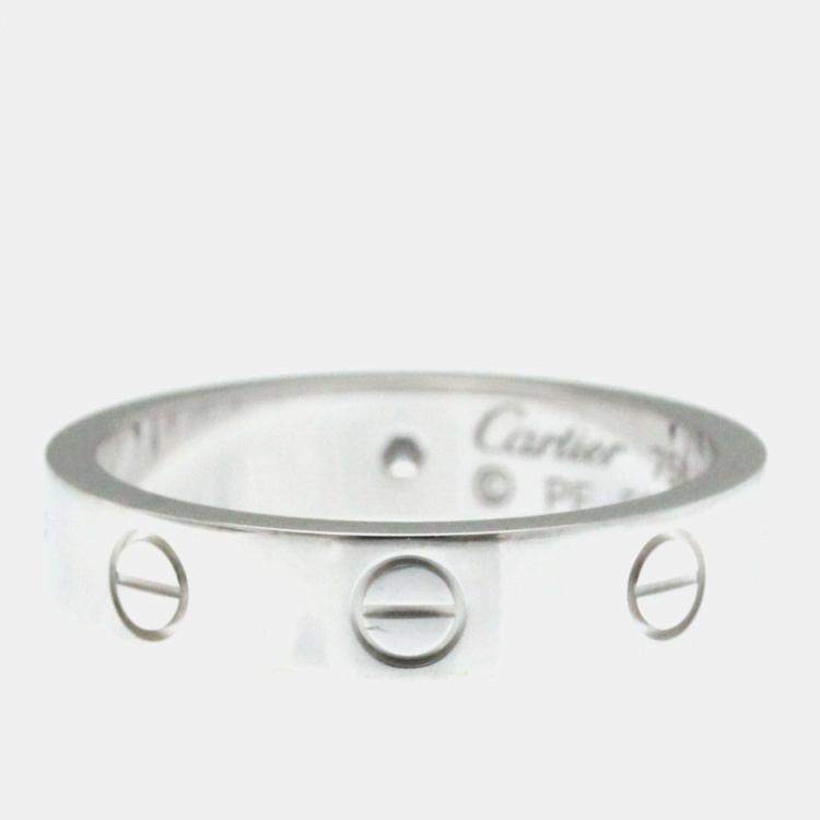 Pre Owned Cartier Love 18K White Gold Diamond Ring EU 50
