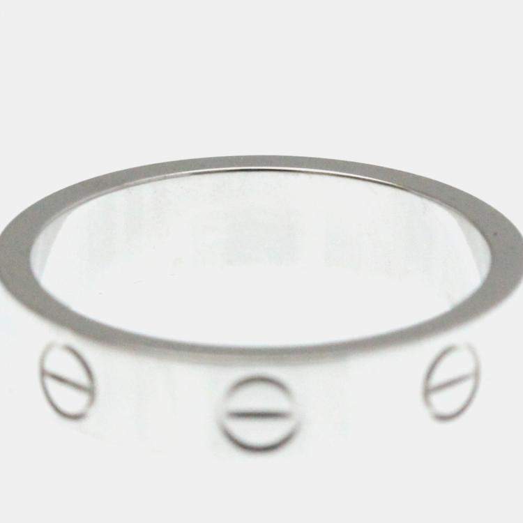 Pre Owned Cartier Love 18K White Gold Diamond Ring EU 50