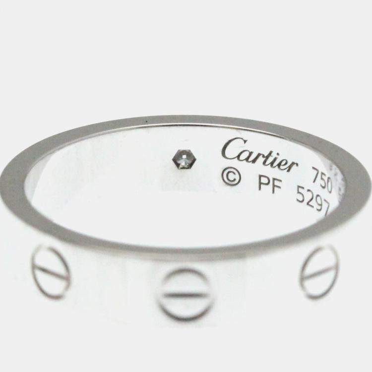 Pre Owned Cartier Love 18K White Gold Diamond Ring EU 50