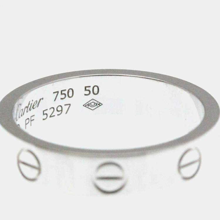 Pre Owned Cartier Love 18K White Gold Diamond Ring EU 50