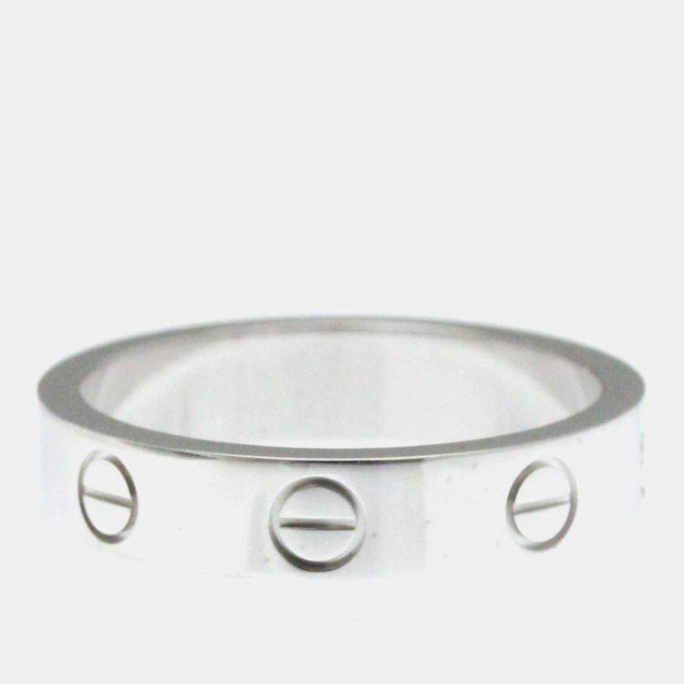 Pre Owned Cartier Love 18K White Gold Diamond Ring EU 50