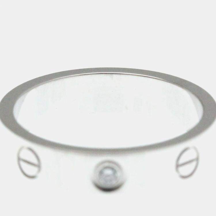 Pre Owned Cartier Love 18K White Gold Diamond Ring EU 50