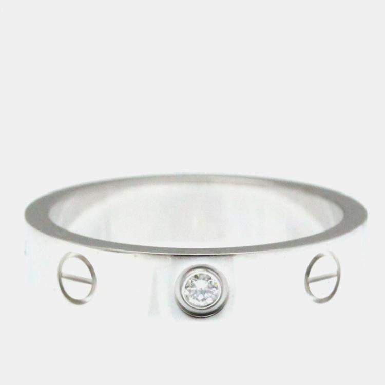 Pre Owned Cartier Love 18K White Gold Diamond Ring EU 50