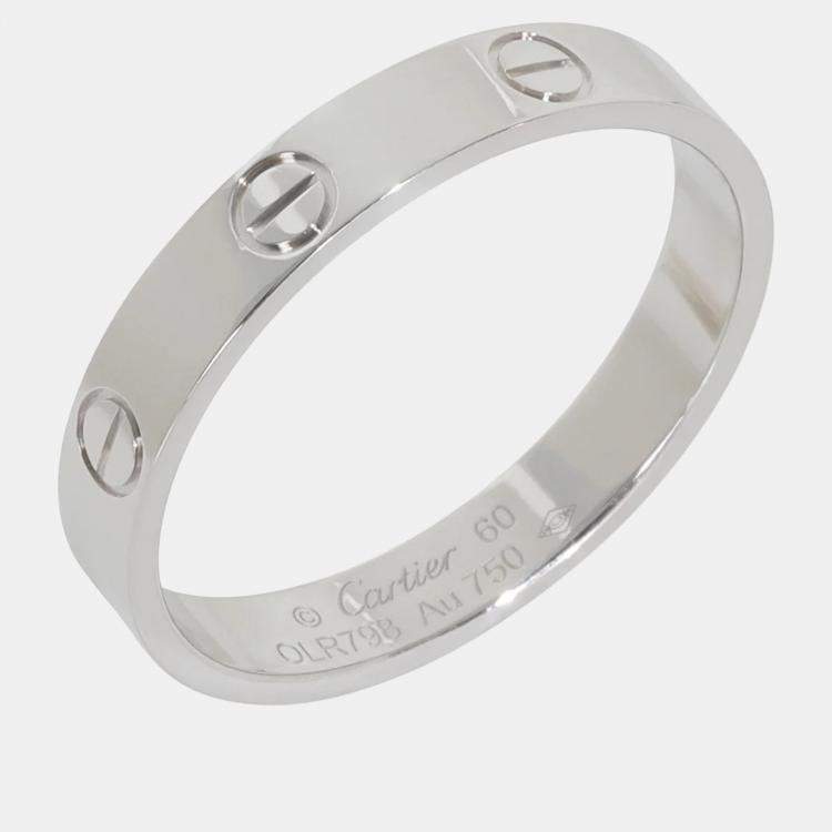 Pre Owned Cartier Love 18K White Gold Ring EU 60