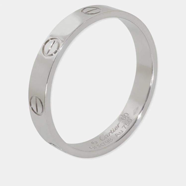 Pre Owned Cartier Love 18K White Gold Ring EU 60