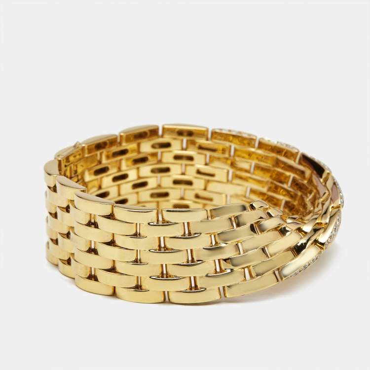 Pre Owned Cartier Maillon Panthère Ivresse Collection Diamond Twisted 18k Yellow Gold Bracelet
