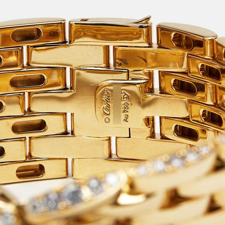 Pre Owned Cartier Maillon Panthère Ivresse Collection Diamond Twisted 18k Yellow Gold Bracelet