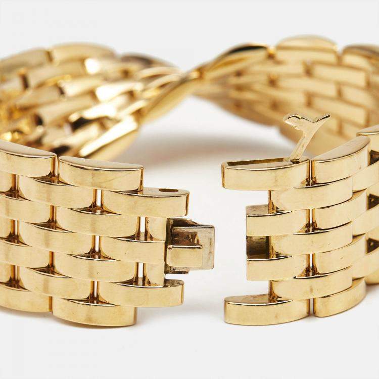 Pre Owned Cartier Maillon Panthère Ivresse Collection Diamond Twisted 18k Yellow Gold Bracelet