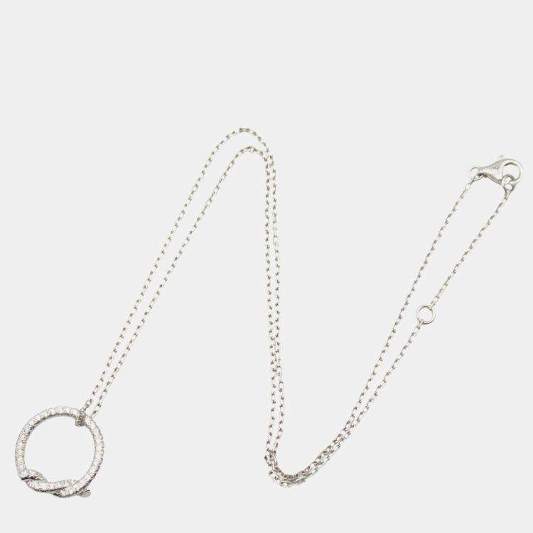 Pre Owned Cartier Entrelaces Diamonds 18K White Gold Pendant Necklace 