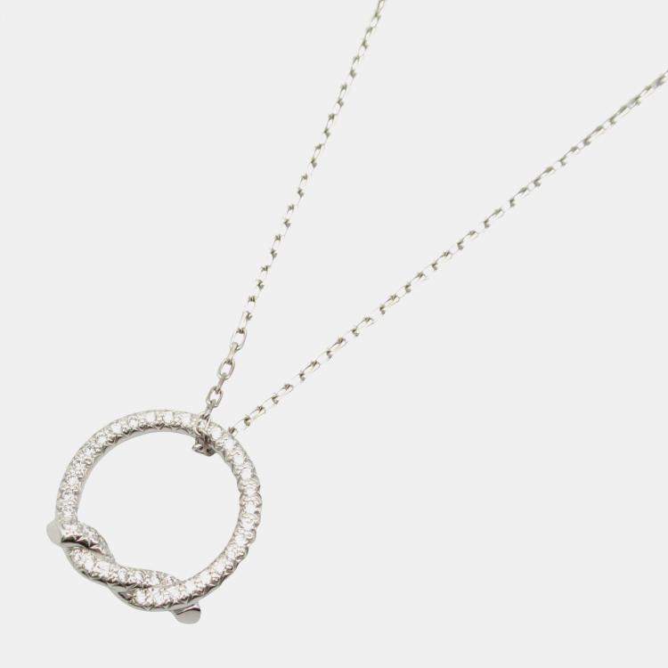 Pre Owned Cartier Entrelaces Diamonds 18K White Gold Pendant Necklace 