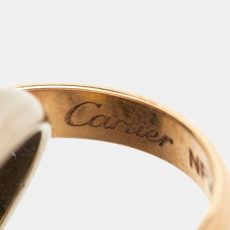 Pre Owned Cartier Trinity 18k Three Tone Gold Black Cord Bracelet