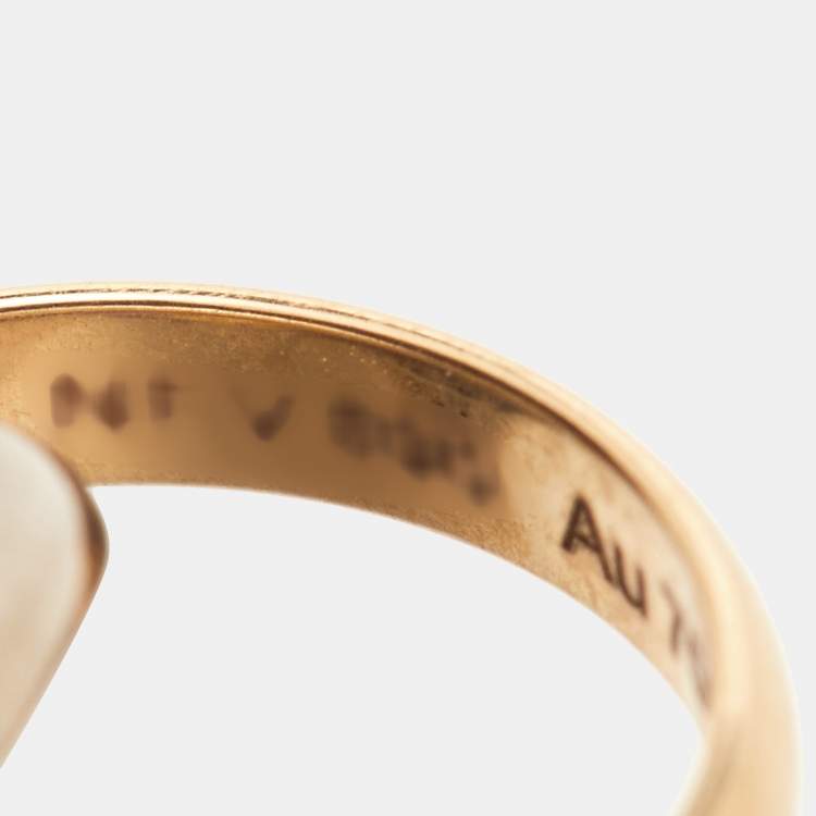 Pre Owned Cartier Trinity 18k Three Tone Gold Black Cord Bracelet