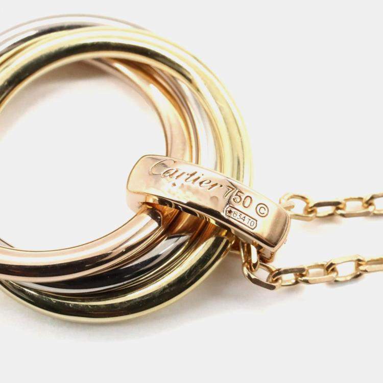 Pre Owned Cartier Trinity 18K Yellow, Rose, White Gold Diamond Necklace