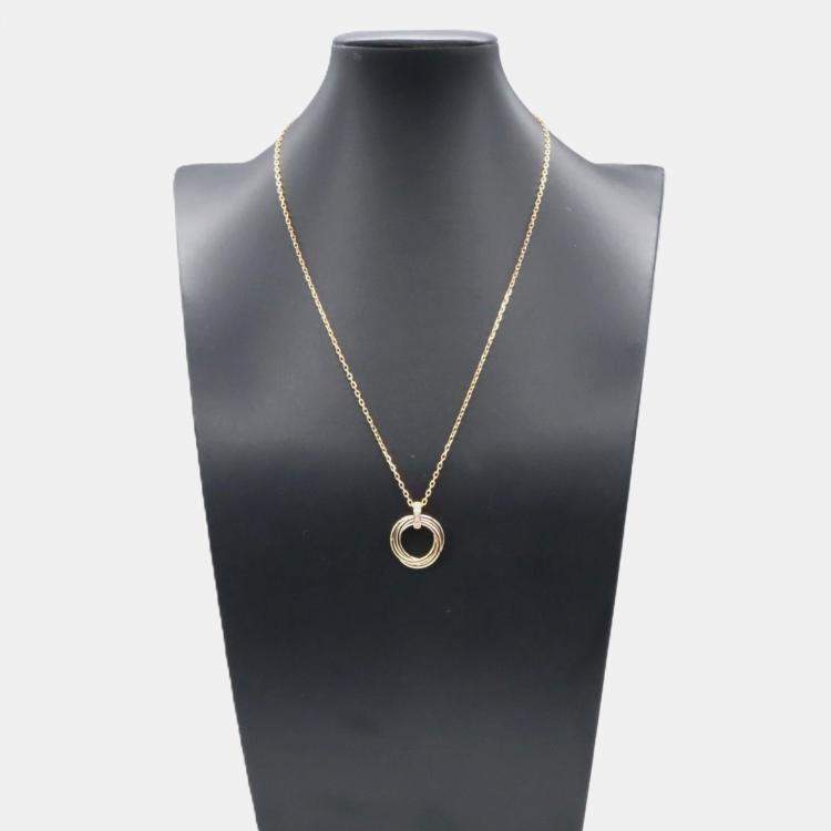 Pre Owned Cartier Trinity 18K Yellow, Rose, White Gold Diamond Necklace