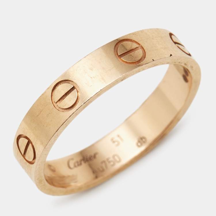 Pre Owned خاتم كارتييه لوڤ موديل صغير ذهب وردي عيار 18 مقاس 51