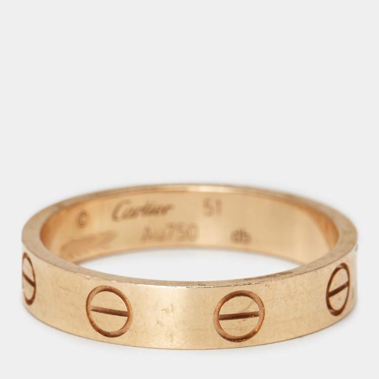 Pre Owned خاتم كارتييه لوڤ موديل صغير ذهب وردي عيار 18 مقاس 51
