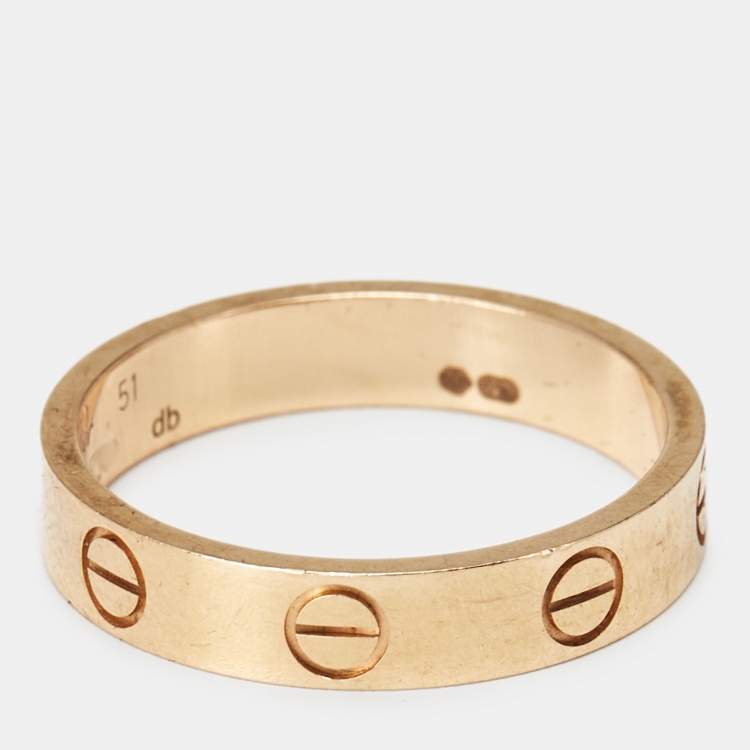 Pre Owned خاتم كارتييه لوڤ موديل صغير ذهب وردي عيار 18 مقاس 51