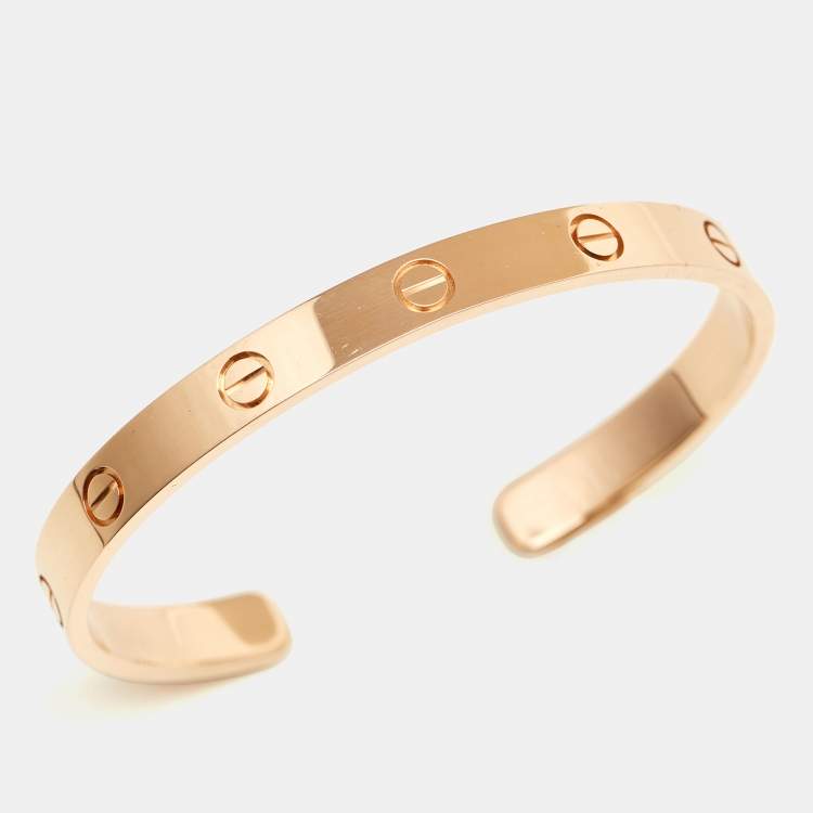 Pre Owned Cartier Love 18k Rose Gold Open Cuff Bracelet 18