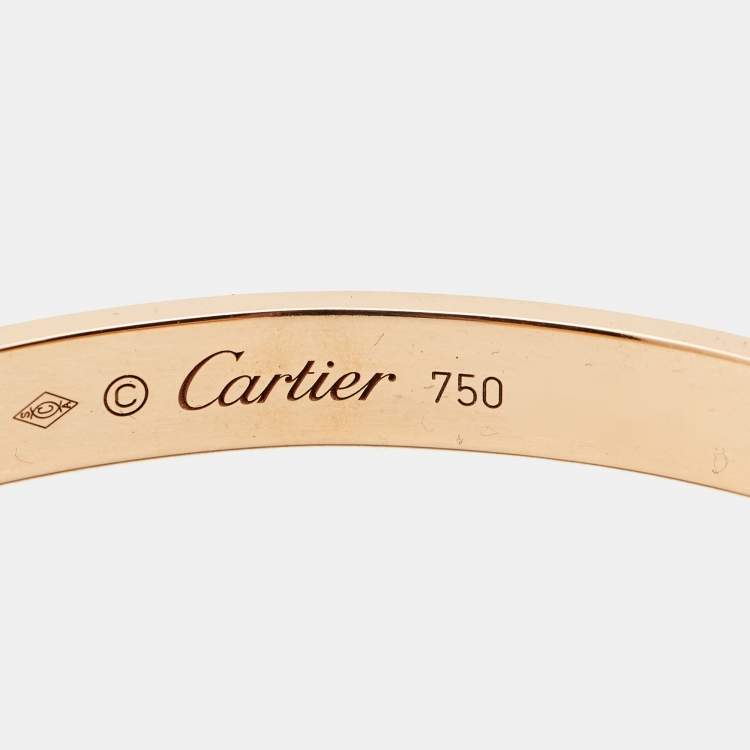 Pre Owned Cartier Love 18k Rose Gold Open Cuff Bracelet 18