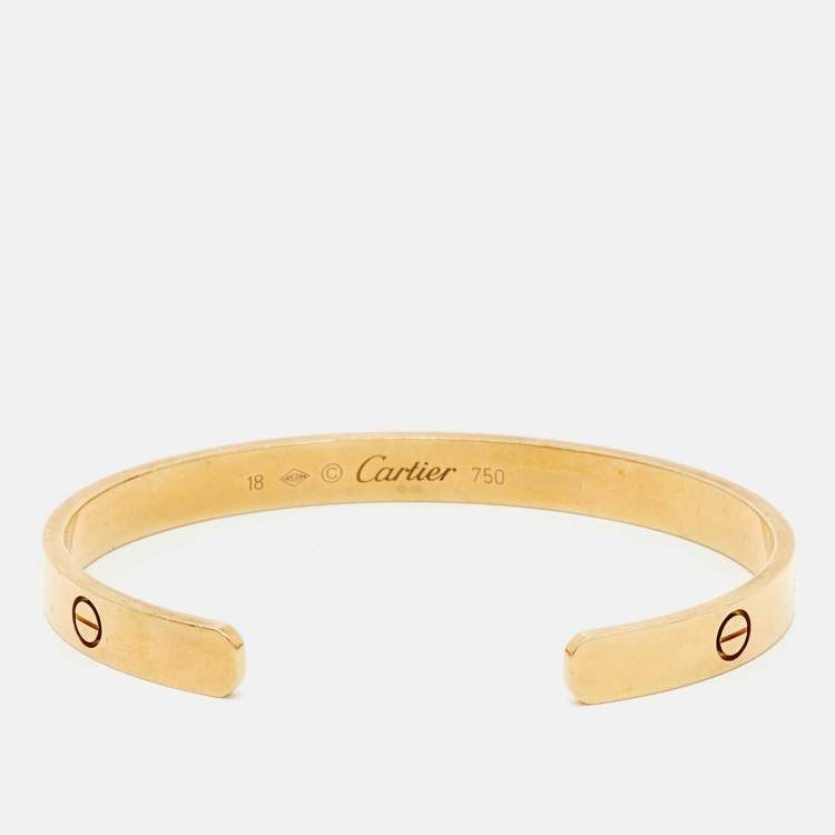 مملوكة مسبقًا Cartier Love 18k Yellow Gold Open Cuff Bracelet 18