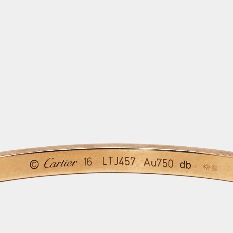 Pre Owned Cartier Love Diamonds 18k Rose Gold Small Model Bracelet 16