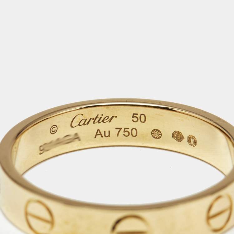 Pre Owned Cartier Love 18k Yellow Gold Small Model Ring Size 50