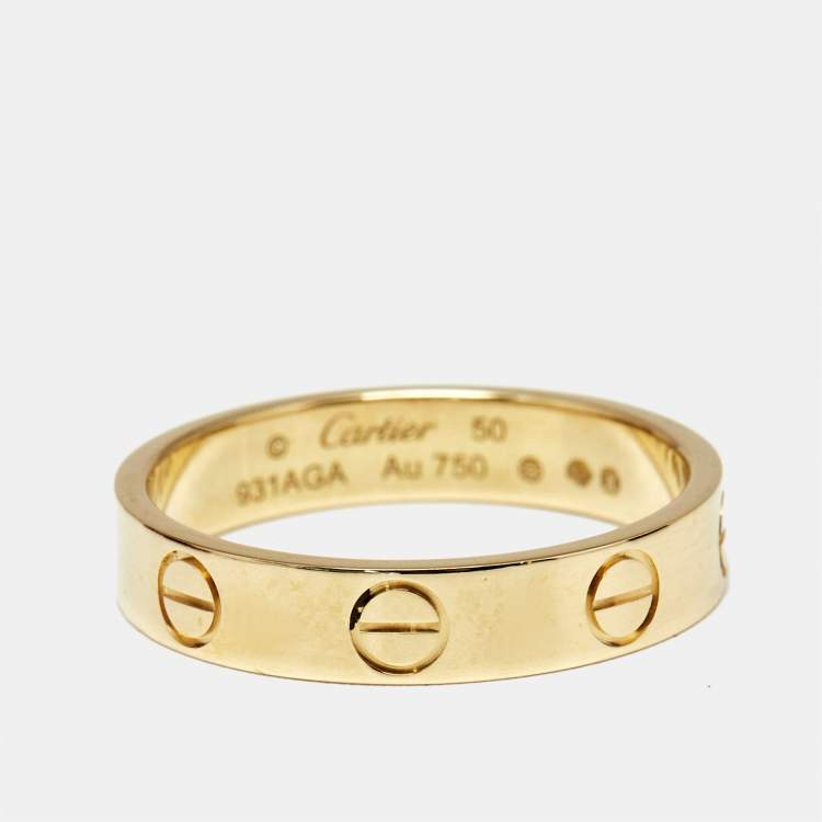 Pre Owned Cartier Love 18k Yellow Gold Small Model Ring Size 50