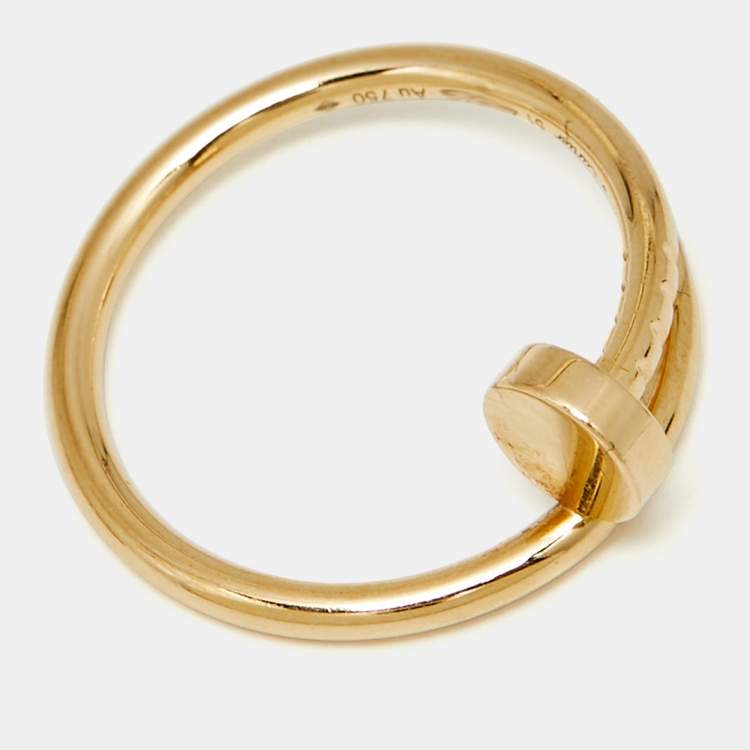 Pre Owned Cartier Juste Un Clou 18k Yellow Gold Small Model Ring Size 51