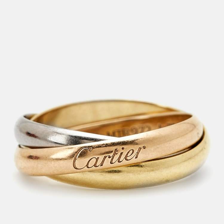 Pre Owned Cartier Trinity  18k  Three Tone Gold Ring Small Model Size 51