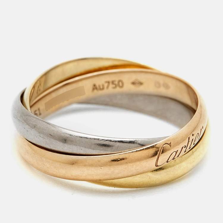 Pre Owned Cartier Trinity  18k  Three Tone Gold Ring Small Model Size 51