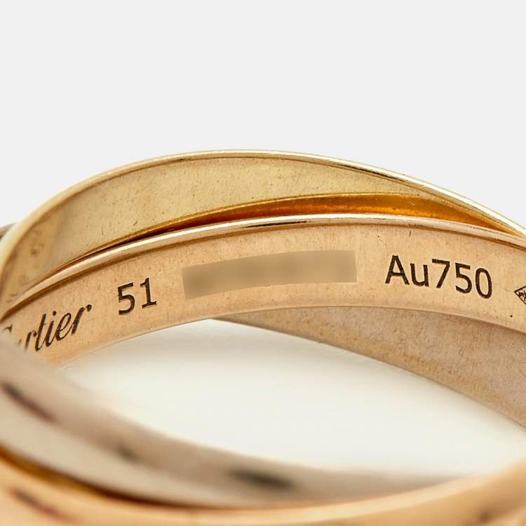 Pre Owned Cartier Trinity  18k  Three Tone Gold Ring Small Model Size 51