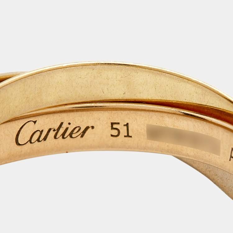 Pre Owned Cartier Trinity  18k  Three Tone Gold Ring Small Model Size 51