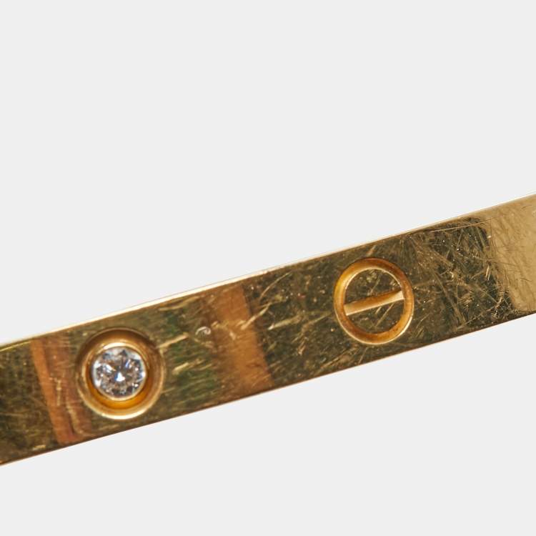 Pre Owned Cartier Love 4 Diamonds 18k Yellow Gold Bracelet 16