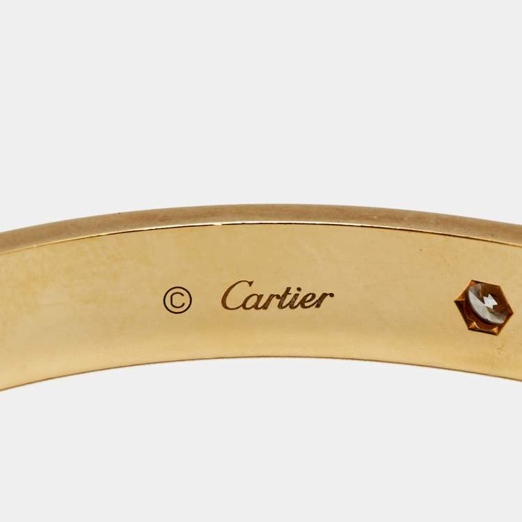 Pre Owned Cartier Love 4 Diamonds 18k Yellow Gold Bracelet 16