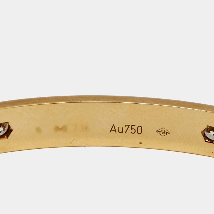 Pre Owned Cartier Love 4 Diamonds 18k Yellow Gold Bracelet 16