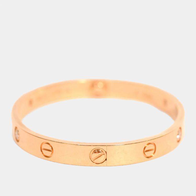 مملوكة مسبقًا Cartier 18K Yellow Gold 4 Diamonds Medium Model Love Bracelet Size 17