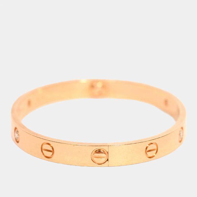 مملوكة مسبقًا Cartier 18K Yellow Gold 4 Diamonds Medium Model Love Bracelet Size 17
