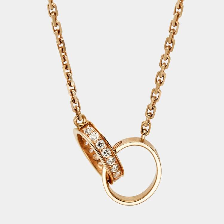 Pre Owned Cartier Love Diamond 18k Rose Gold Necklace