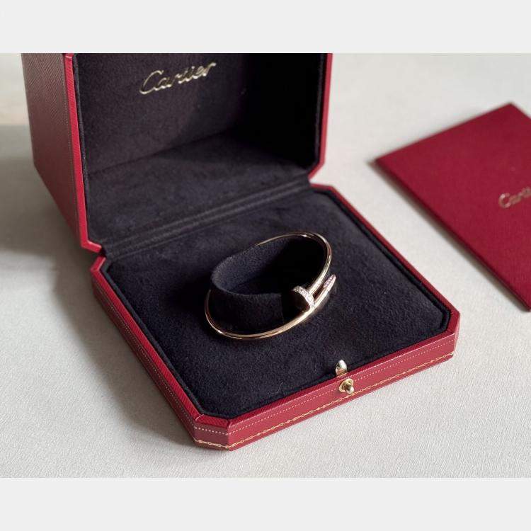 Pre Owned Cartier Juste un Clou Bracelet Rose Gold Diamond Tips Size 16
